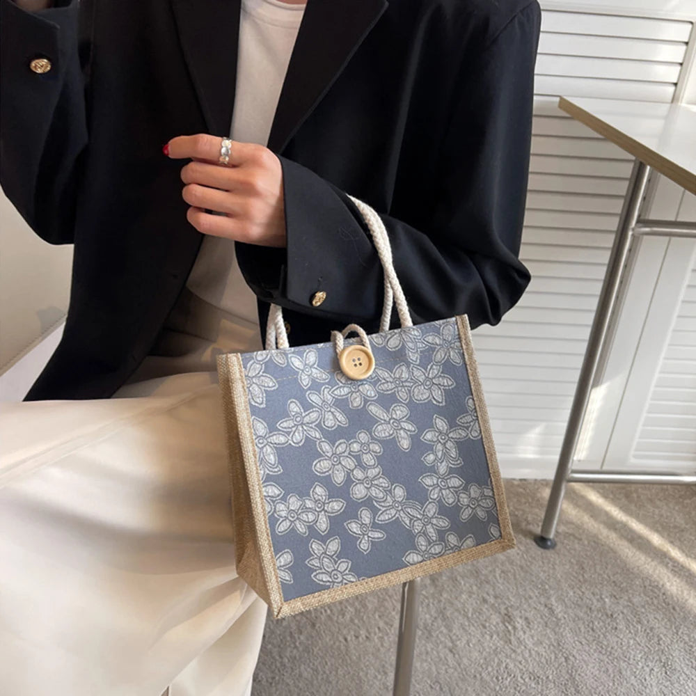 Linen Bags Handbag For Women Shopper Tote Bag Fashion Designer Bag Convenient Large-capacity For Travel Grocery Bag Organizer
