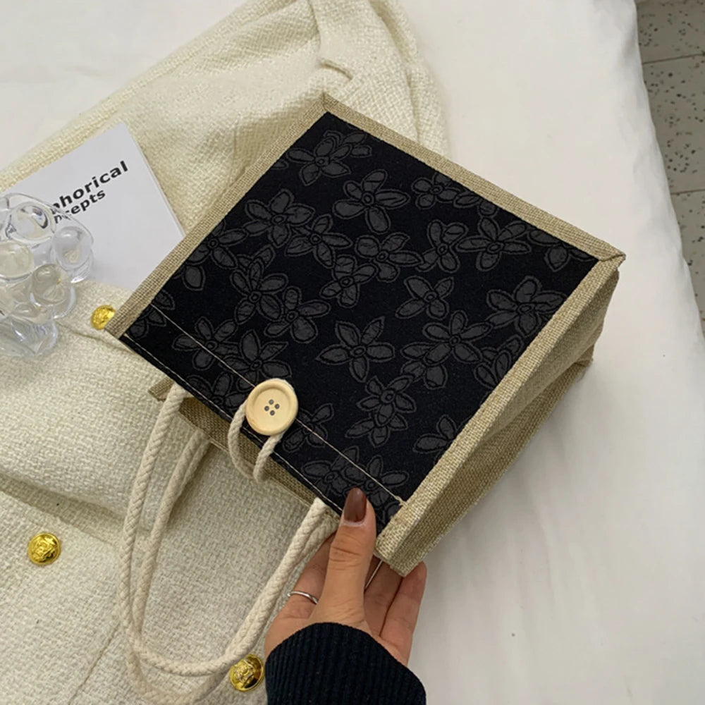 Linen Bags Handbag For Women Shopper Tote Bag Fashion Designer Bag Convenient Large-capacity For Travel Grocery Bag Organizer