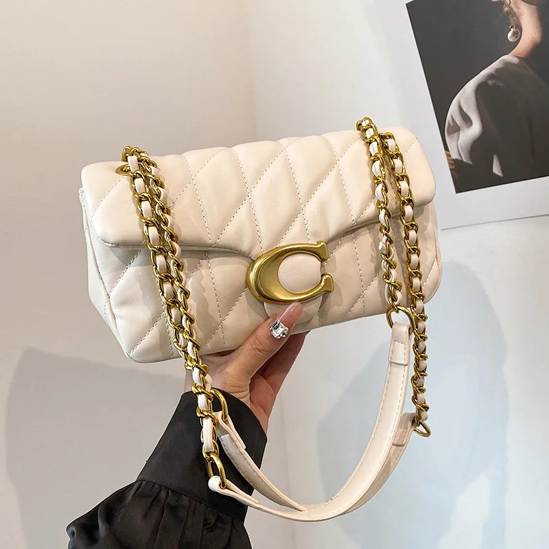 2025 new high-end small fragrant style bag for women, simple diamond grid versatile chain bag for women, shoulder bag, diagonal