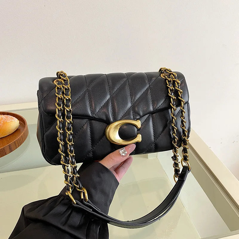 2025 new high-end small fragrant style bag for women, simple diamond grid versatile chain bag for women, shoulder bag, diagonal
