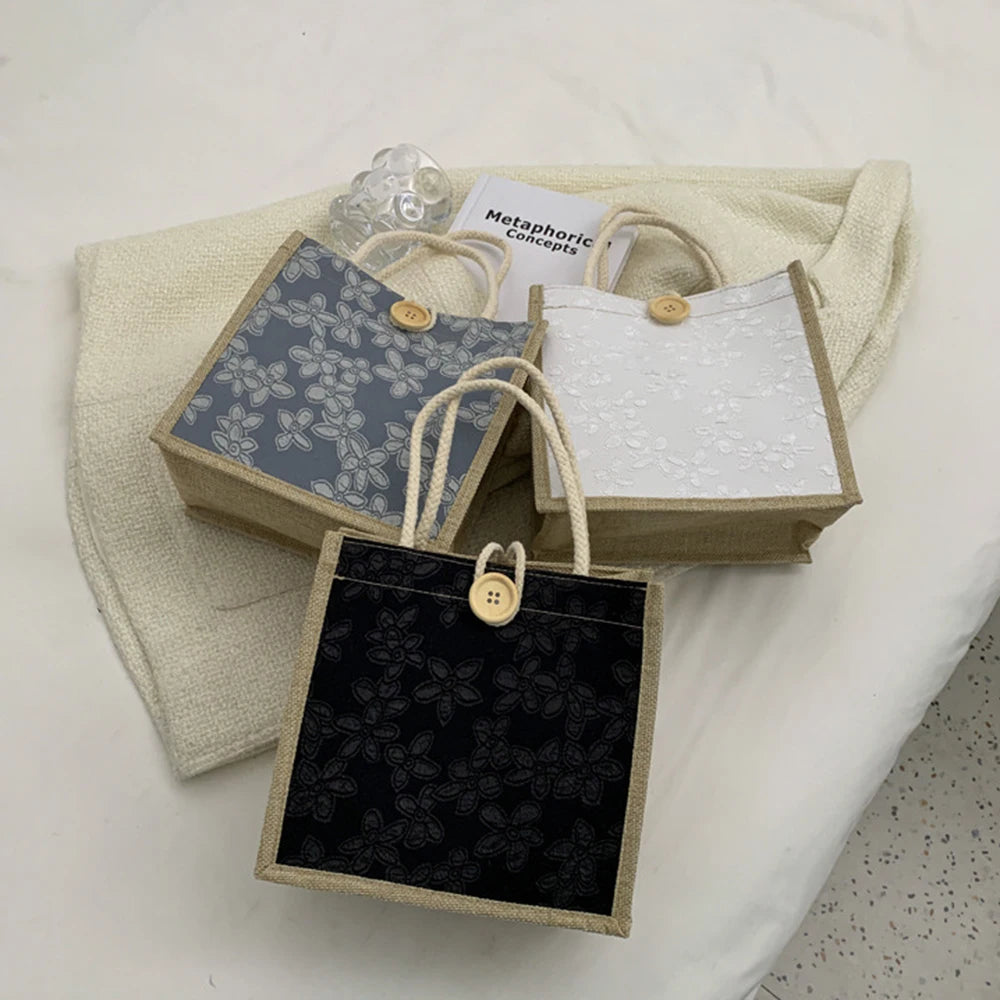 Linen Bags Handbag For Women Shopper Tote Bag Fashion Designer Bag Convenient Large-capacity For Travel Grocery Bag Organizer