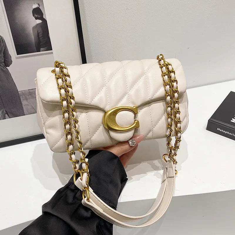 2025 new high-end small fragrant style bag for women, simple diamond grid versatile chain bag for women, shoulder bag, diagonal