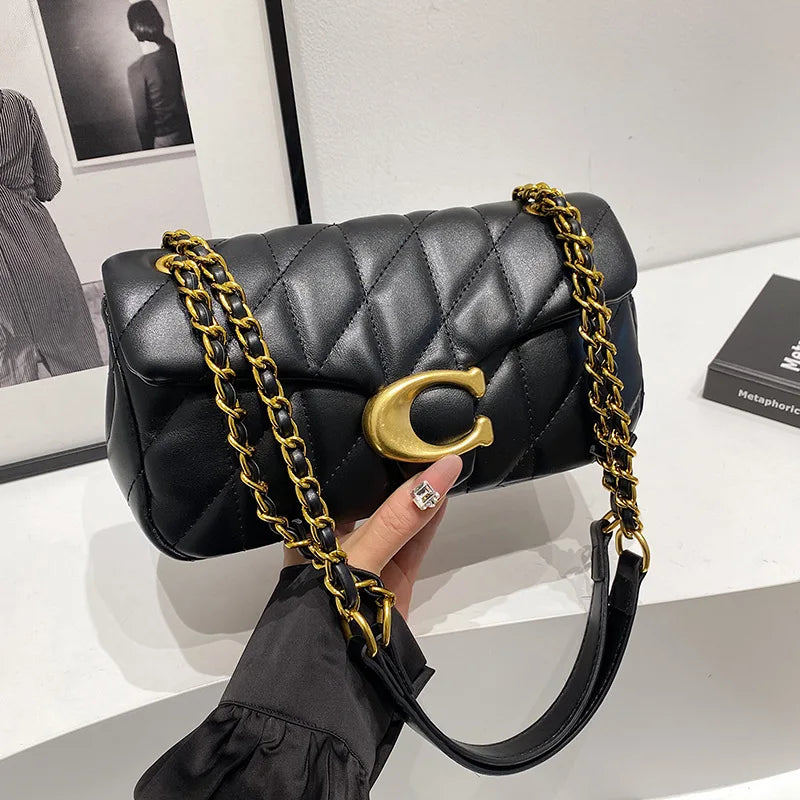 2025 new high-end small fragrant style bag for women, simple diamond grid versatile chain bag for women, shoulder bag, diagonal